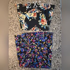 LuLaRoe Floral Azure Skirts Size 2XL Lot Of 2